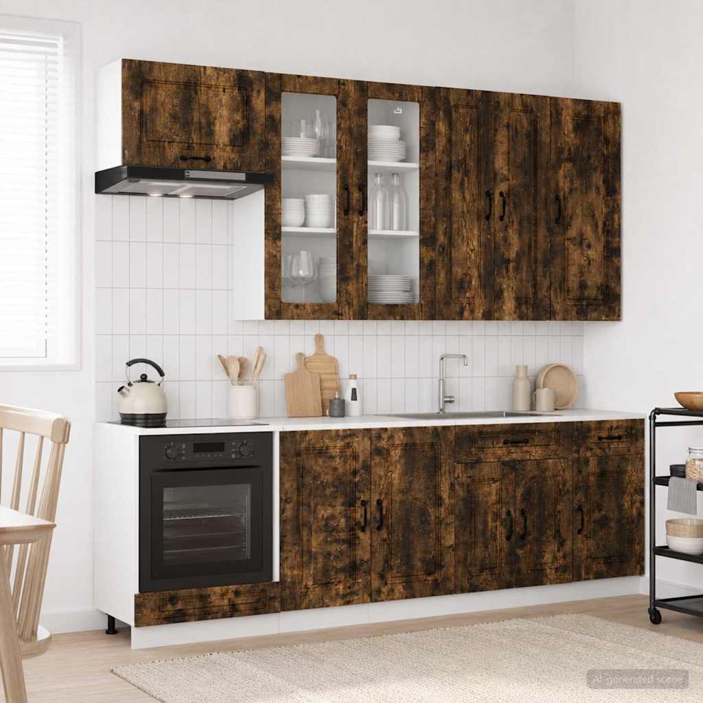 Μονάδα κουζίνας KALMAR 8 pcs Καπνισμένο Ξύλο Δρυός - Pakobazaar