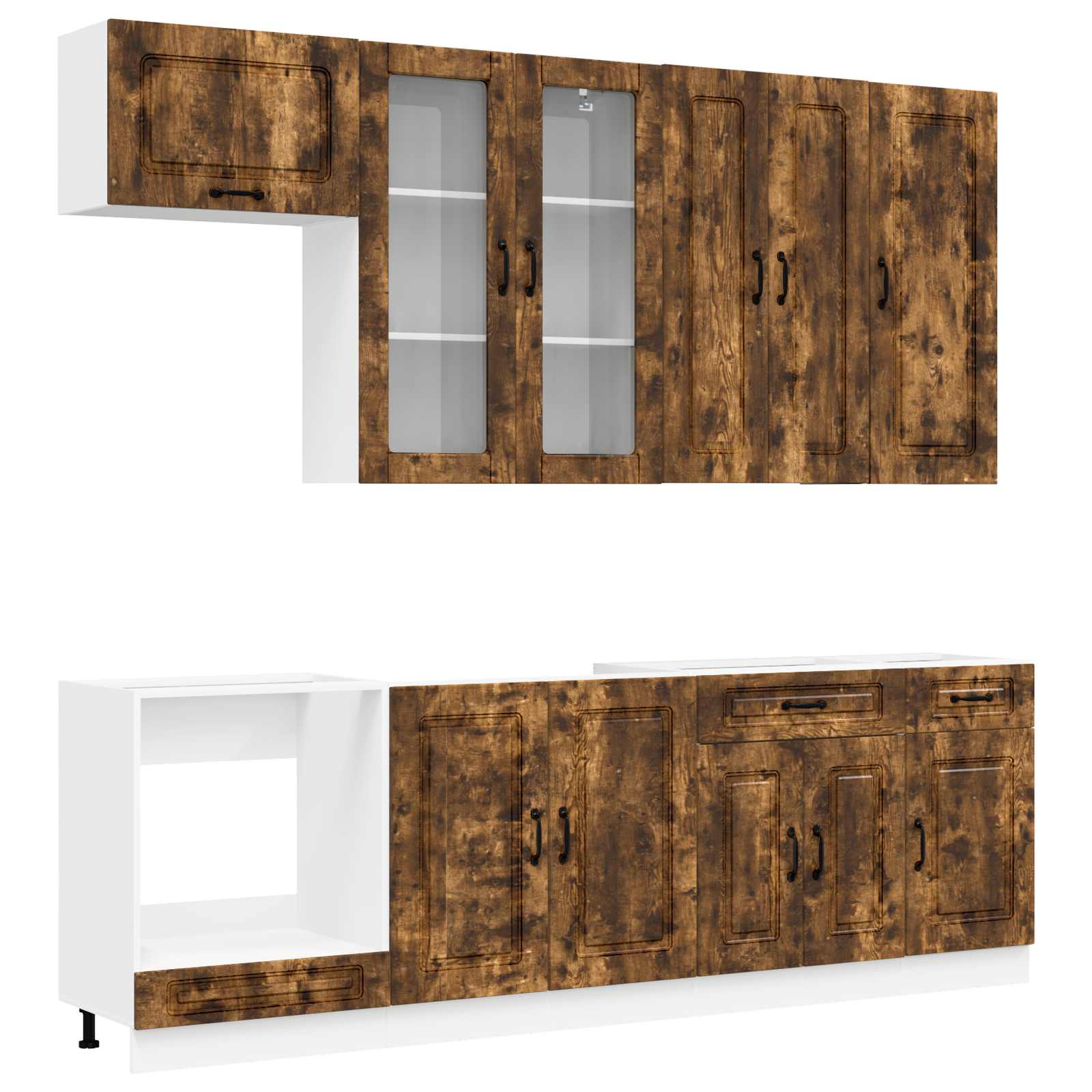 Μονάδα κουζίνας KALMAR 8 pcs Καπνισμένο Ξύλο Δρυός - Pakobazaar