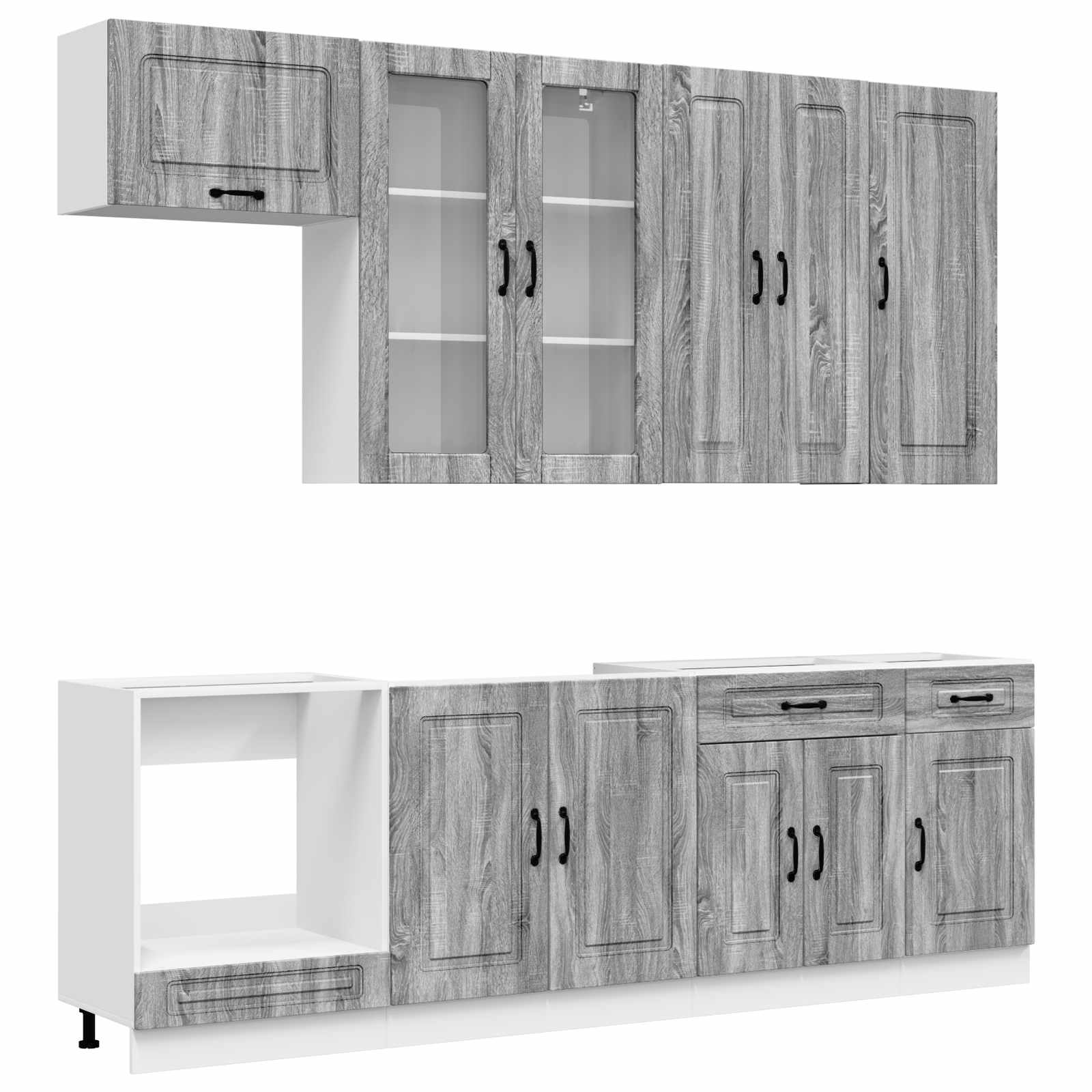Μονάδα κουζίνας KALMAR 8 pcs Γκρι Sonoma Επεξεργασμένο Ξύλο - Pakobazaar