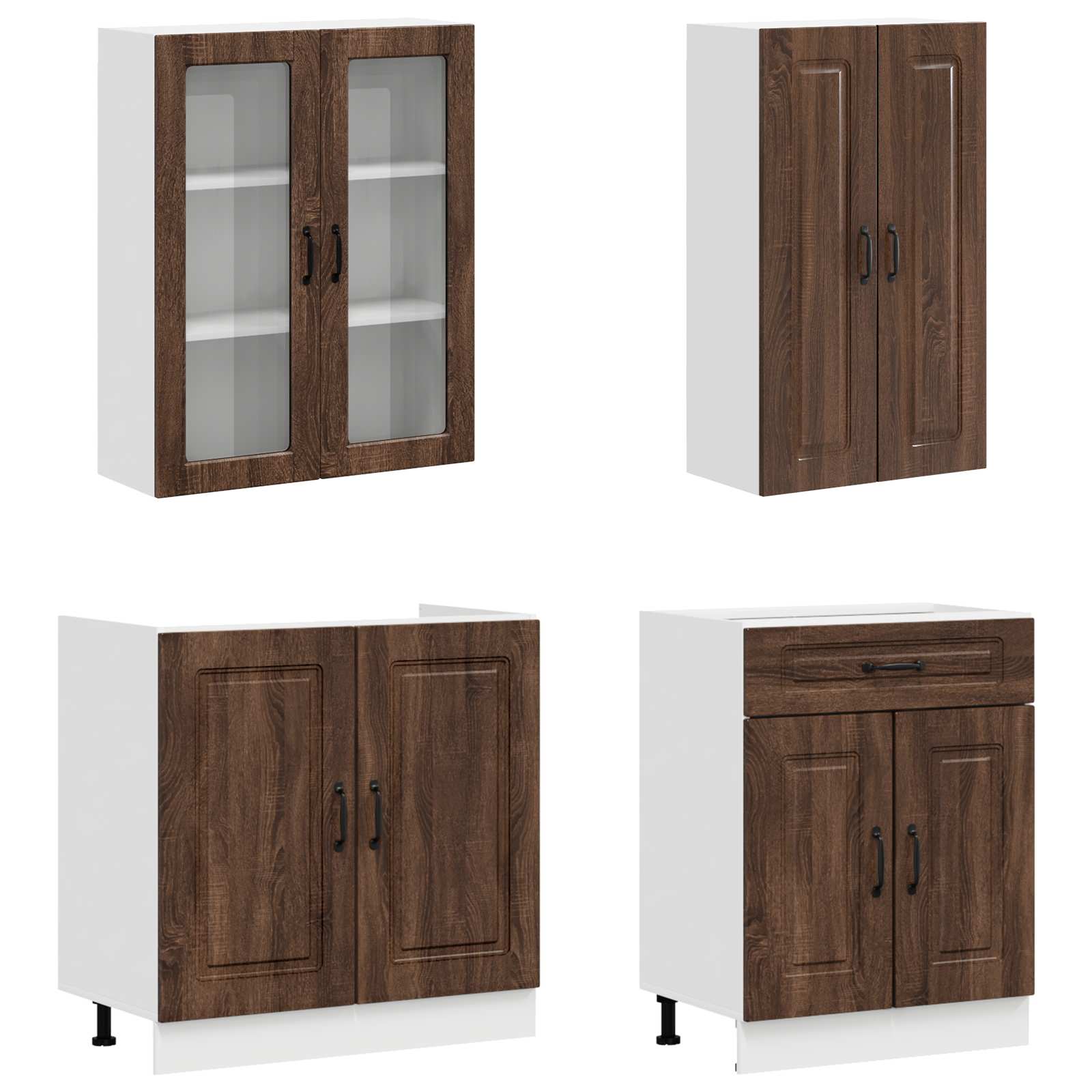 Μονάδα κουζίνας KALMAR 8 pcs Καφέ Ξύλο Δρυός Επεξεργασμένο Ξύλο - Pakobazaar