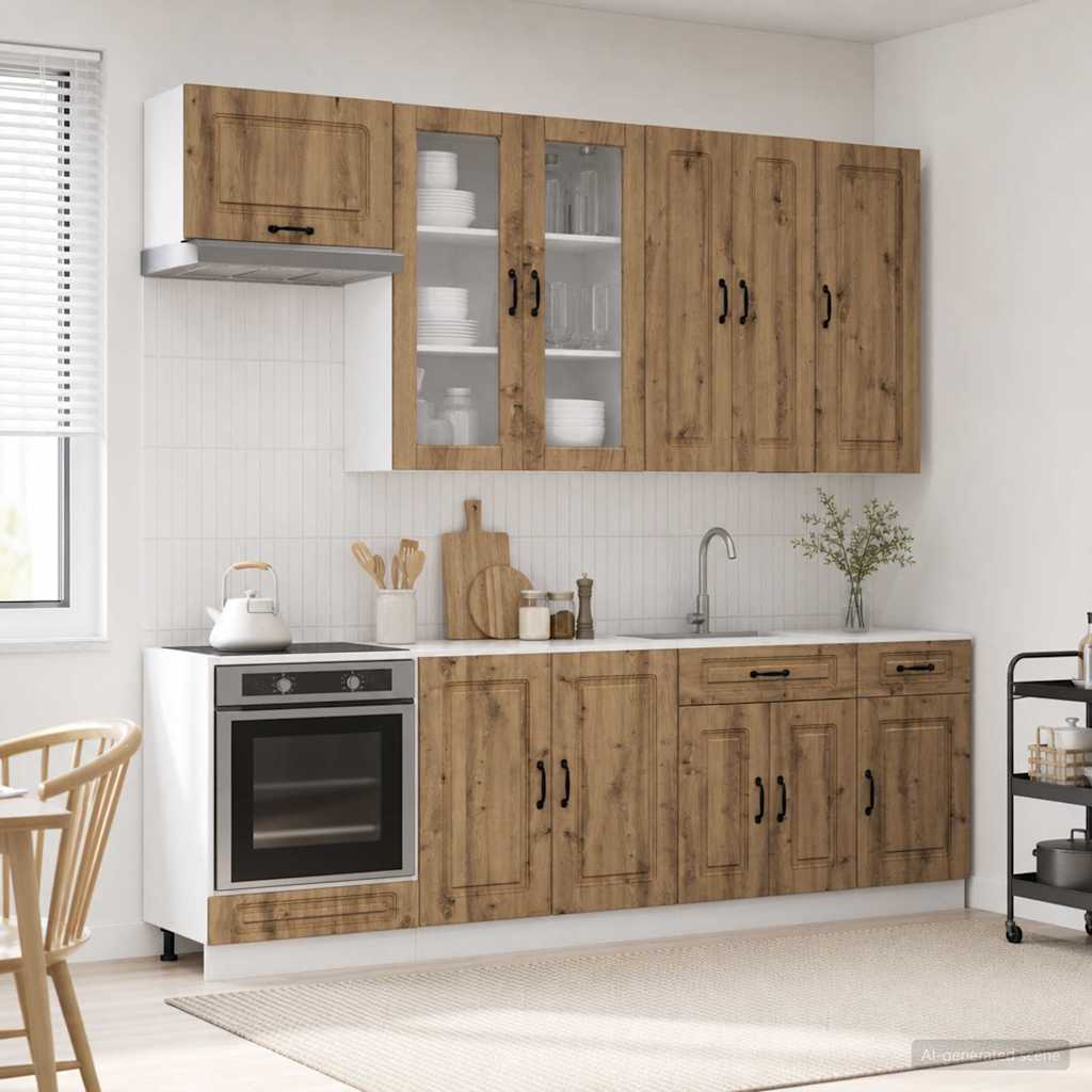 Μονάδα κουζίνας KALMAR 8 pcs Artisan Δρυς Επεξεργασμένο Ξύλο - Pakobazaar