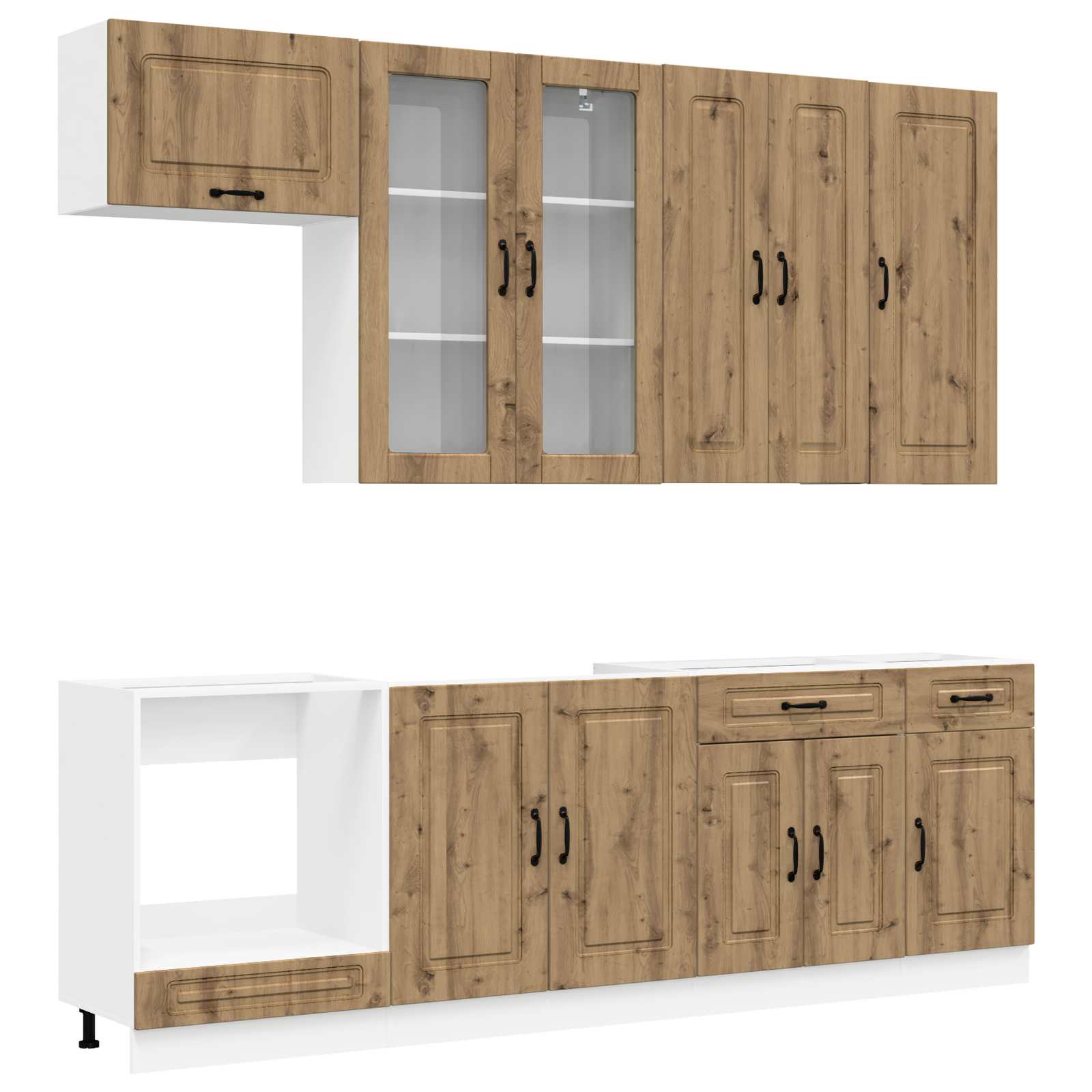 Μονάδα κουζίνας KALMAR 8 pcs Artisan Δρυς Επεξεργασμένο Ξύλο - Pakobazaar