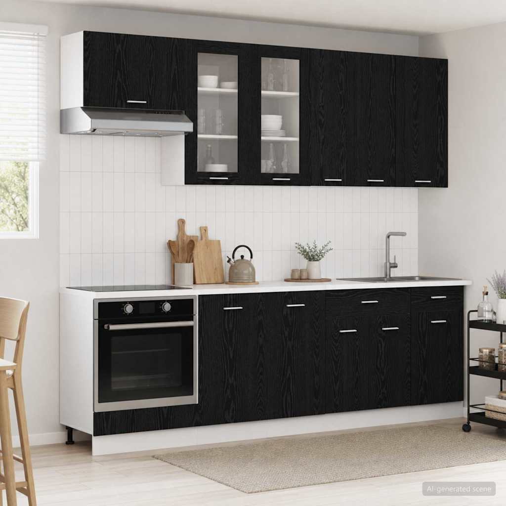 Μονάδα κουζίνας LYON 8 pcs Μαύρη Δρυς Επεξεργασμένο Ξύλο - Pakobazaar