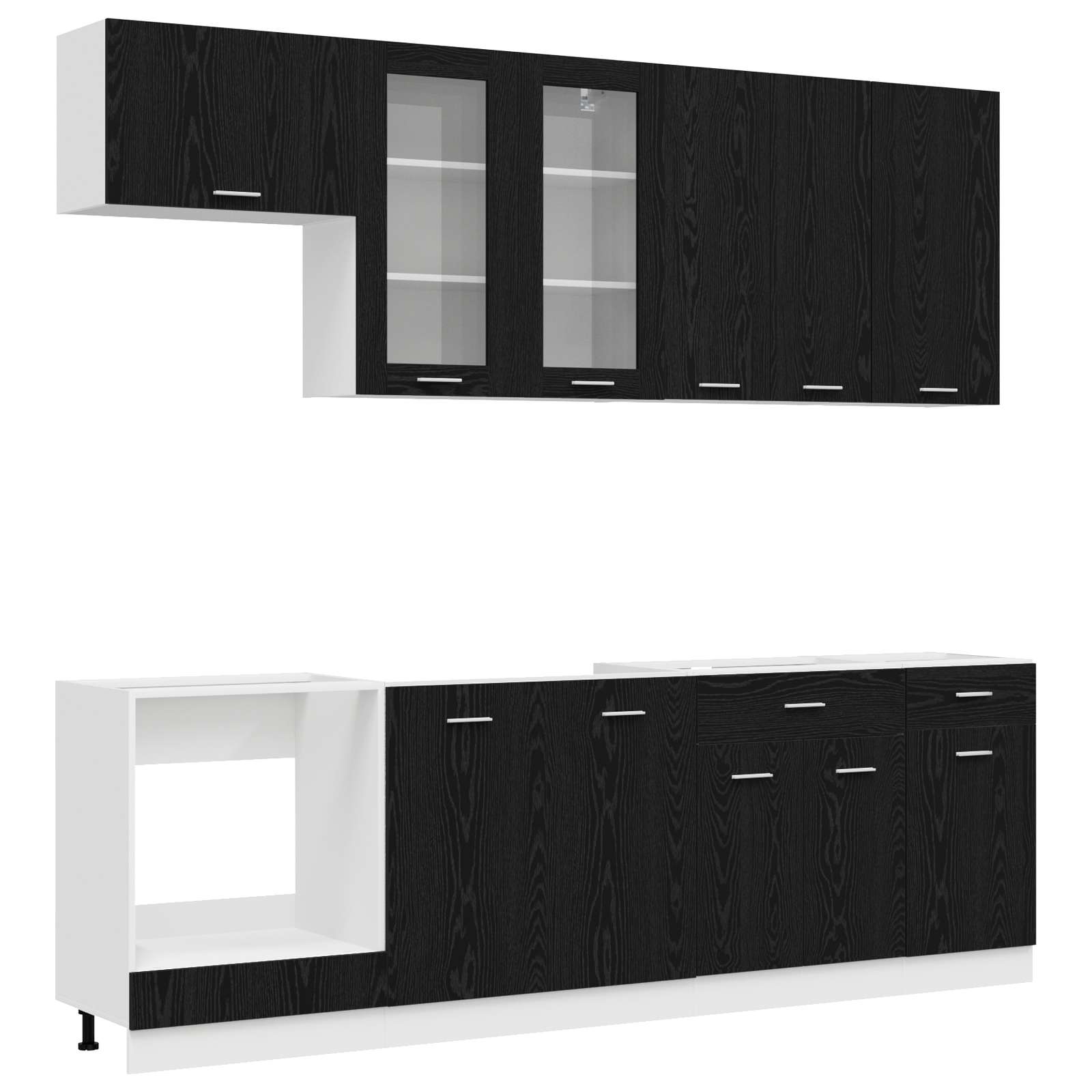 Μονάδα κουζίνας LYON 8 pcs Μαύρη Δρυς Επεξεργασμένο Ξύλο - Pakobazaar