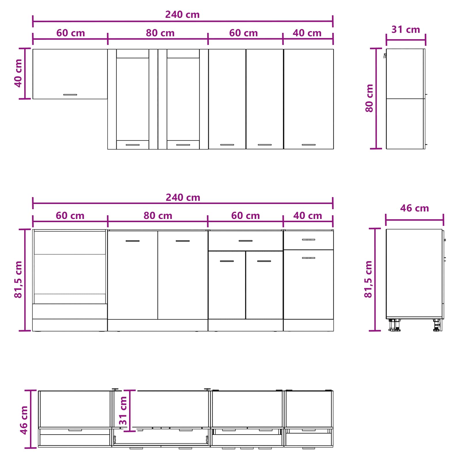 Μονάδα κουζίνας LYON 8 pcs Sonoma Δρυς Επεξεργασμένο Ξύλο - Pakobazaar