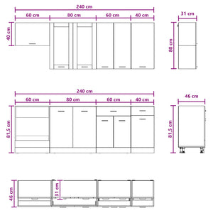 Μονάδα κουζίνας LYON 8 pcs Sonoma Δρυς Επεξεργασμένο Ξύλο - Pakobazaar