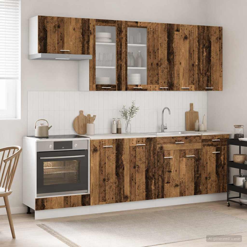 Μονάδα κουζίνας LYON 8 pcs Παλαιωμένο ξύλο Επεξεργασμένο Ξύλο - Pakobazaar