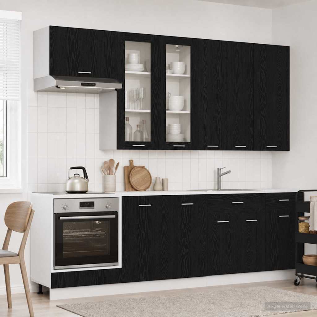 Μονάδα κουζίνας LYON 8 pcs Μαύρη Δρυς Επεξεργασμένο Ξύλο - Pakobazaar