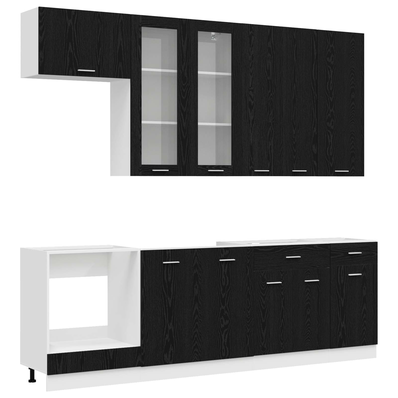 Μονάδα κουζίνας LYON 8 pcs Μαύρη Δρυς Επεξεργασμένο Ξύλο - Pakobazaar
