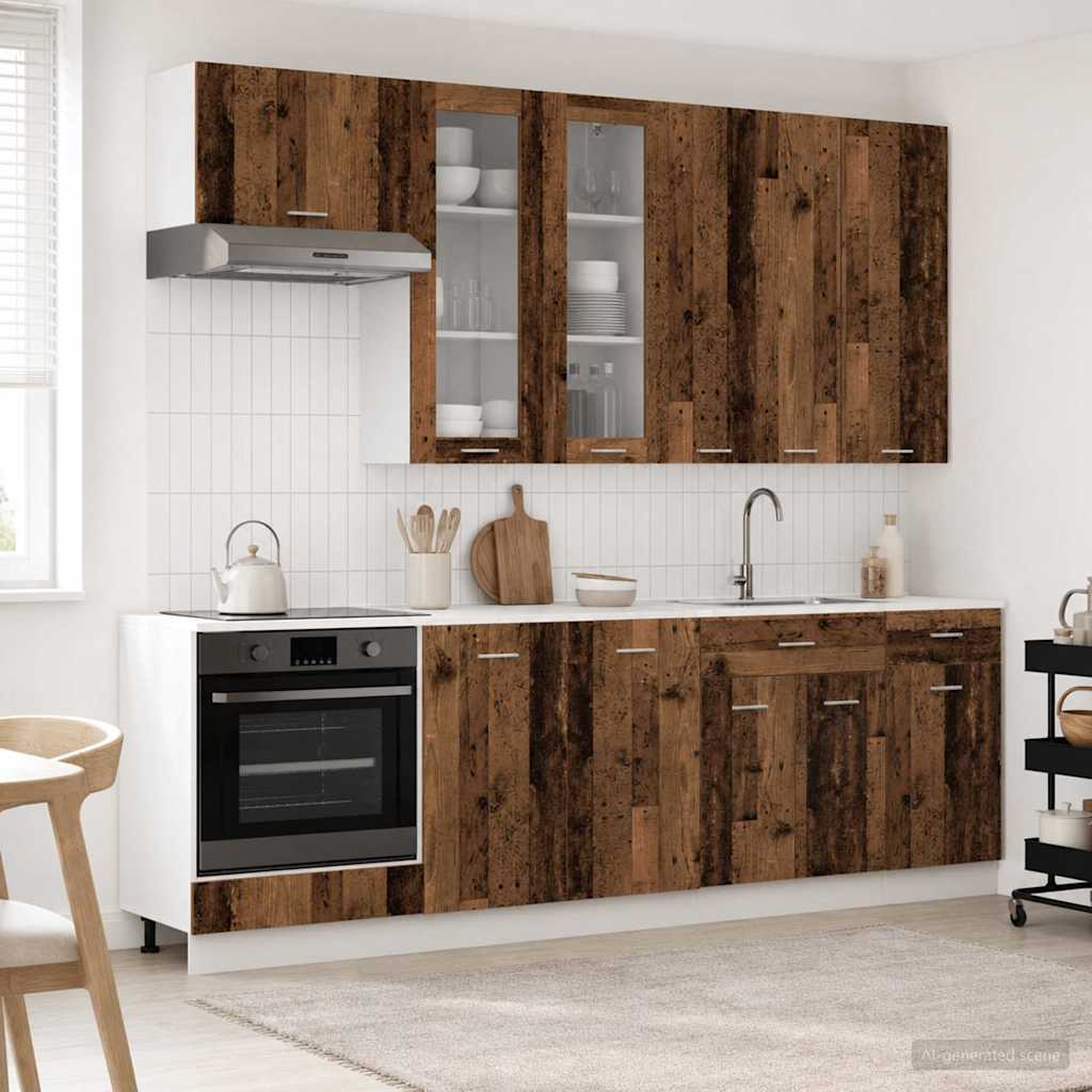 Μονάδα κουζίνας LYON 8 pcs Παλαιωμένο ξύλο Επεξεργασμένο Ξύλο - Pakobazaar