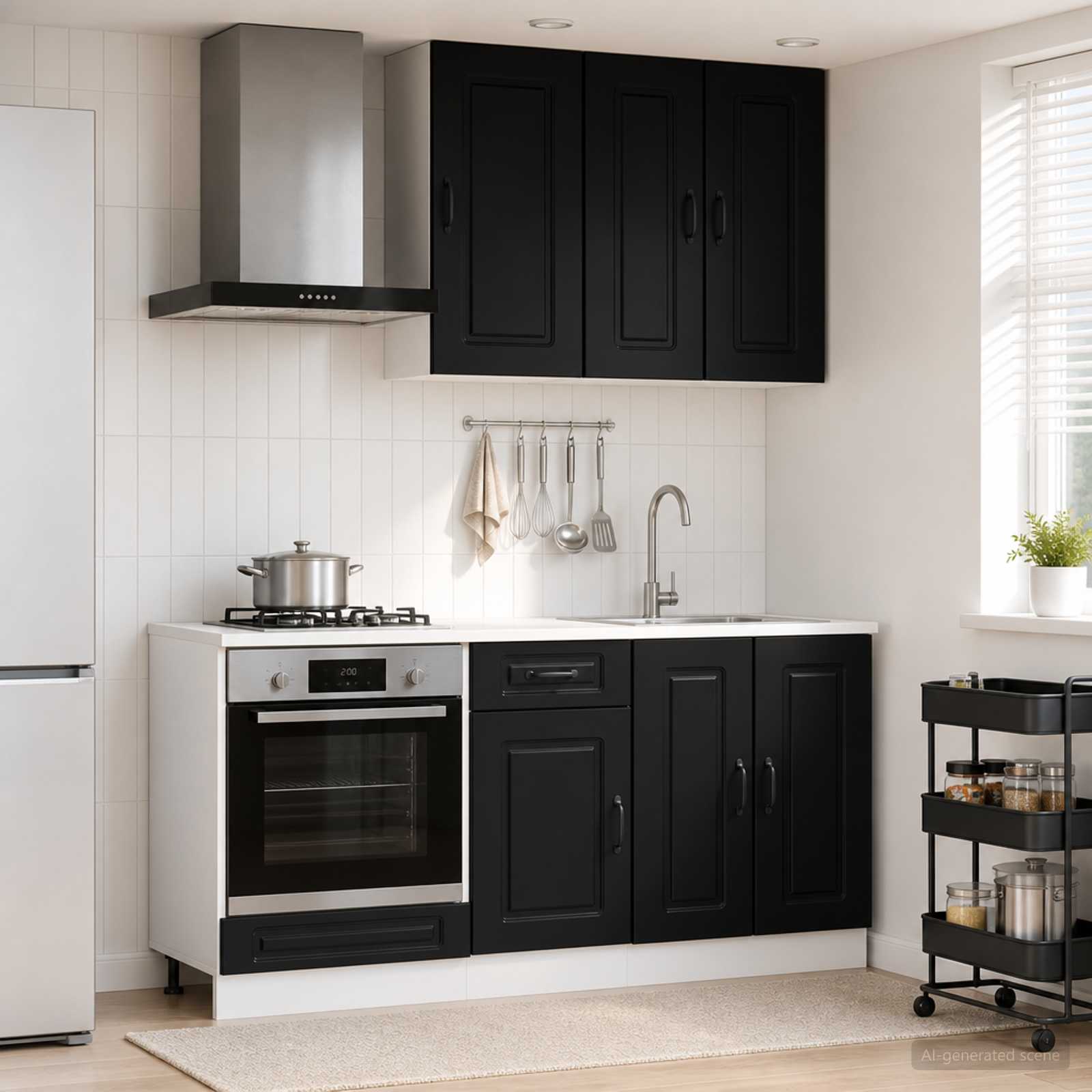 Μονάδα κουζίνας KALMAR 5 pcs Μαύρο Επεξεργασμένο Ξύλο - Pakobazaar