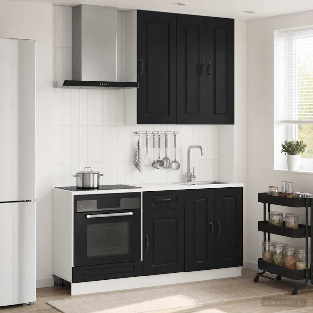 Μονάδα κουζίνας KALMAR 5 pcs Μαύρο Επεξεργασμένο Ξύλο - Pakobazaar