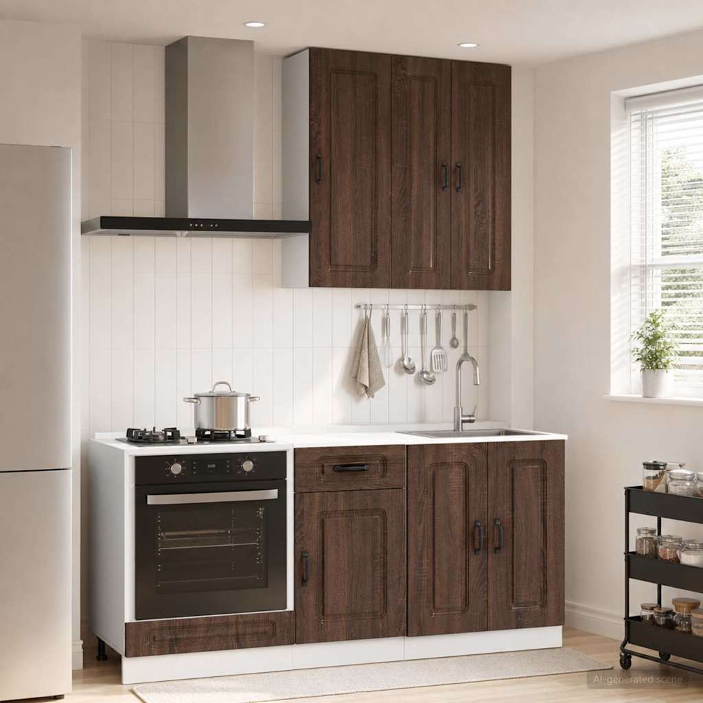 Μονάδα κουζίνας KALMAR 5 pcs Καφέ Ξύλο Δρυός Επεξεργασμένο Ξύλο - Pakobazaar