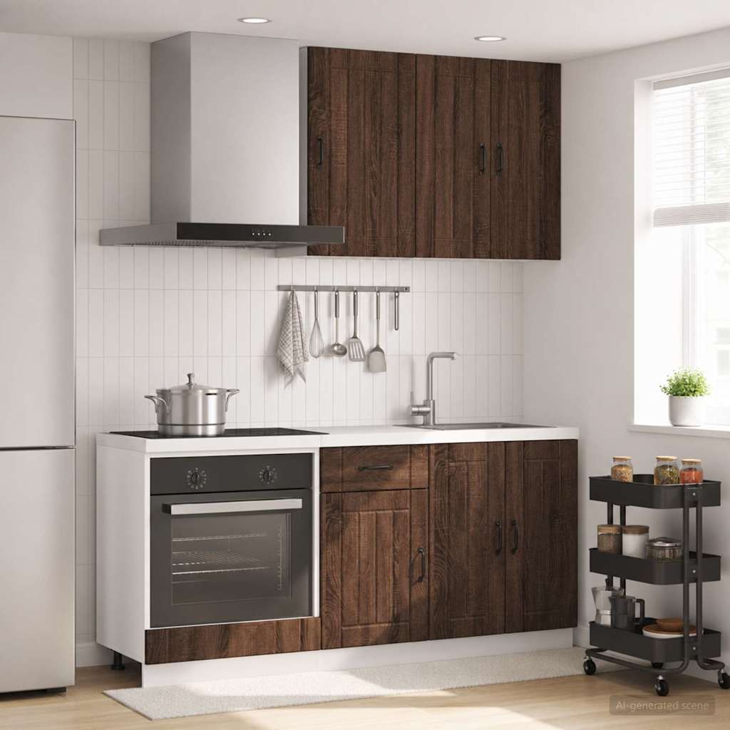 Μονάδα κουζίνας LUCCA 5 pcs Καφέ Ξύλο Δρυός Επεξεργασμένο Ξύλο - Pakobazaar