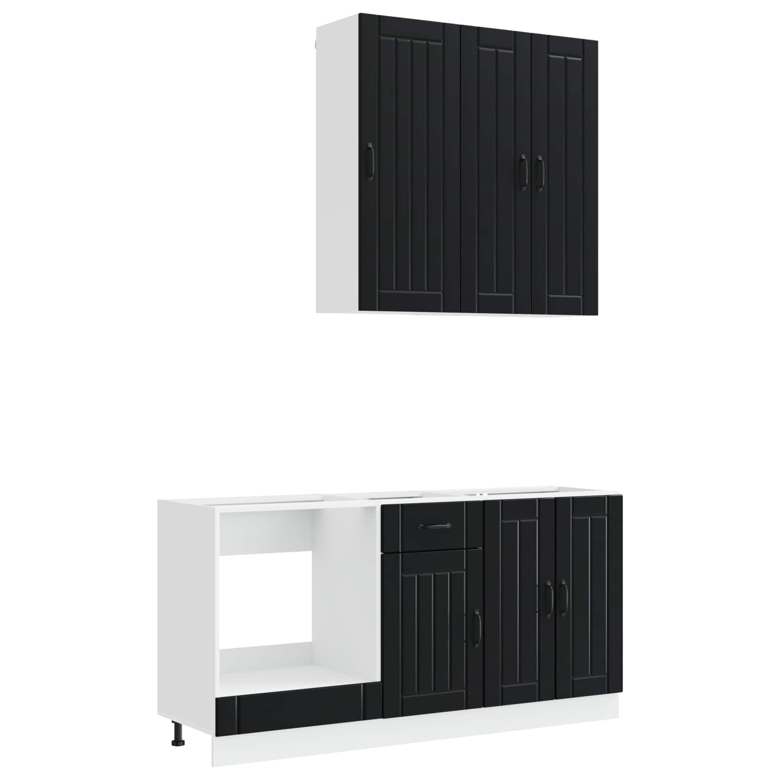 Μονάδα κουζίνας LUCCA 5 pcs Μαύρο Επεξεργασμένο Ξύλο - Pakobazaar