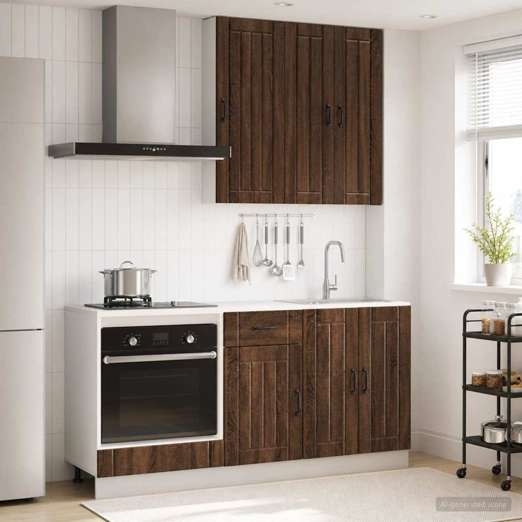 Μονάδα κουζίνας LUCCA 5 pcs Καφέ Ξύλο Δρυός Επεξεργασμένο Ξύλο - Pakobazaar