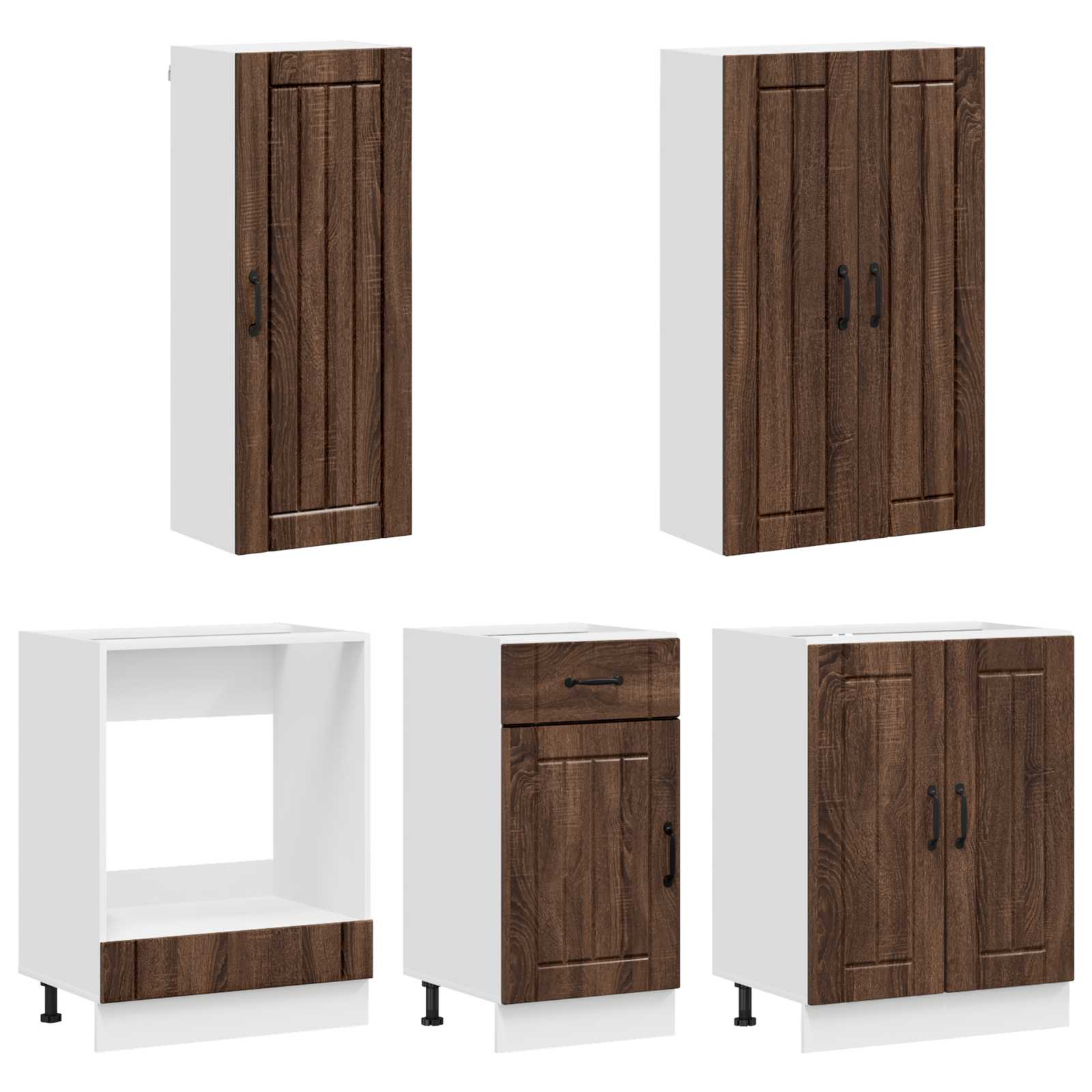 Μονάδα κουζίνας LUCCA 5 pcs Καφέ Ξύλο Δρυός Επεξεργασμένο Ξύλο - Pakobazaar