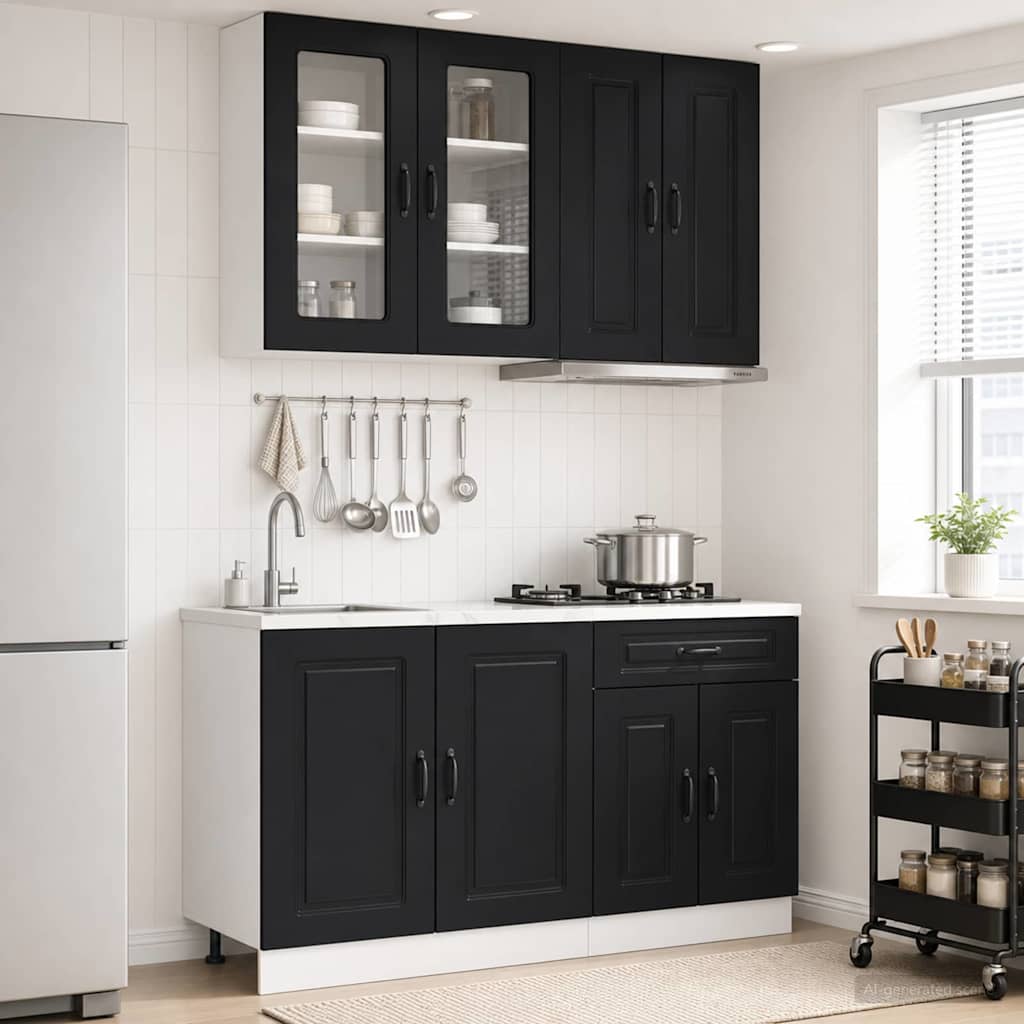 Μονάδα κουζίνας KALMAR 4 pcs Μαύρο Επεξεργασμένο Ξύλο