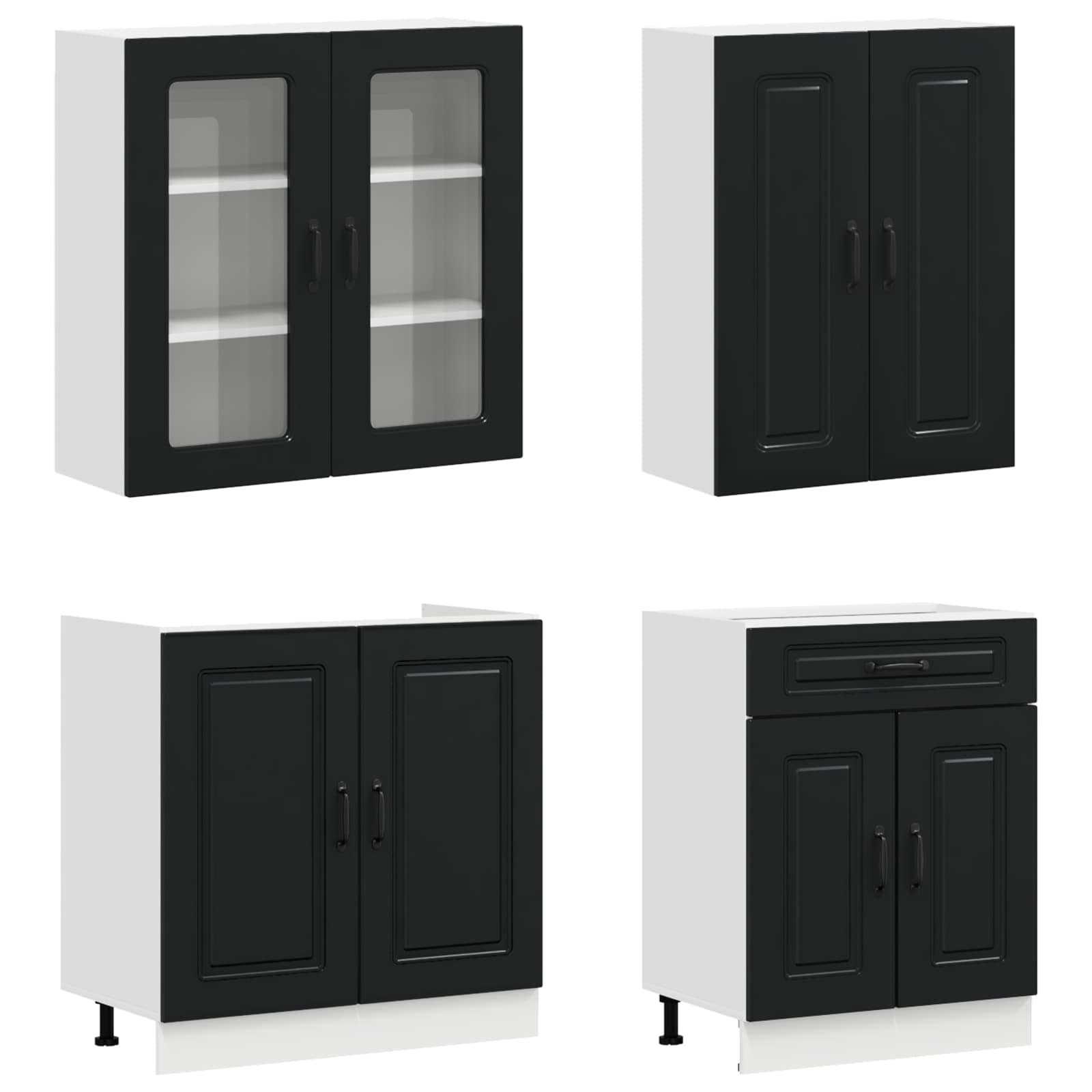 Μονάδα κουζίνας KALMAR 4 pcs Μαύρο Επεξεργασμένο Ξύλο