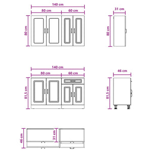 Μονάδα κουζίνας KALMAR 4 pcs Καπνισμένο Ξύλο Δρυός - Pakobazaar