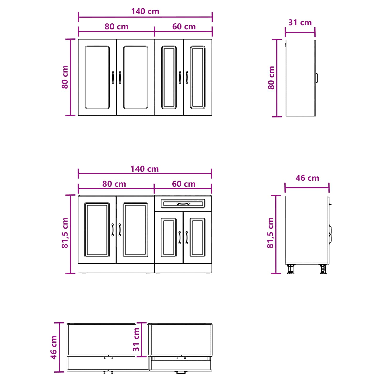 Μονάδα κουζίνας KALMAR 4 pcs Γκρι Sonoma Επεξεργασμένο Ξύλο - Pakobazaar