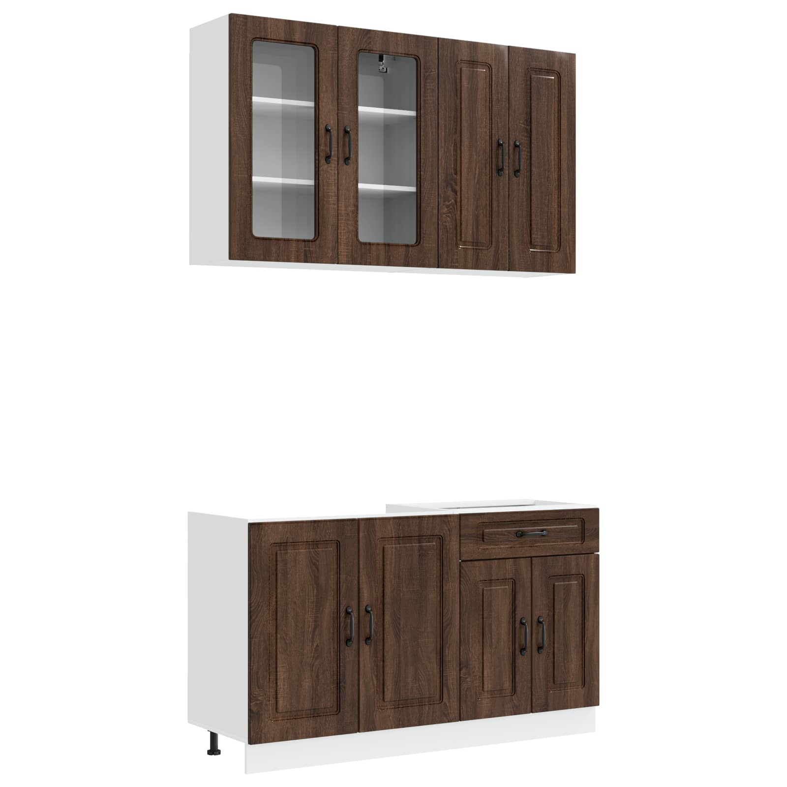 Μονάδα κουζίνας KALMAR 4 pcs Καφέ Ξύλο Δρυός Επεξεργασμένο Ξύλο - Pakobazaar