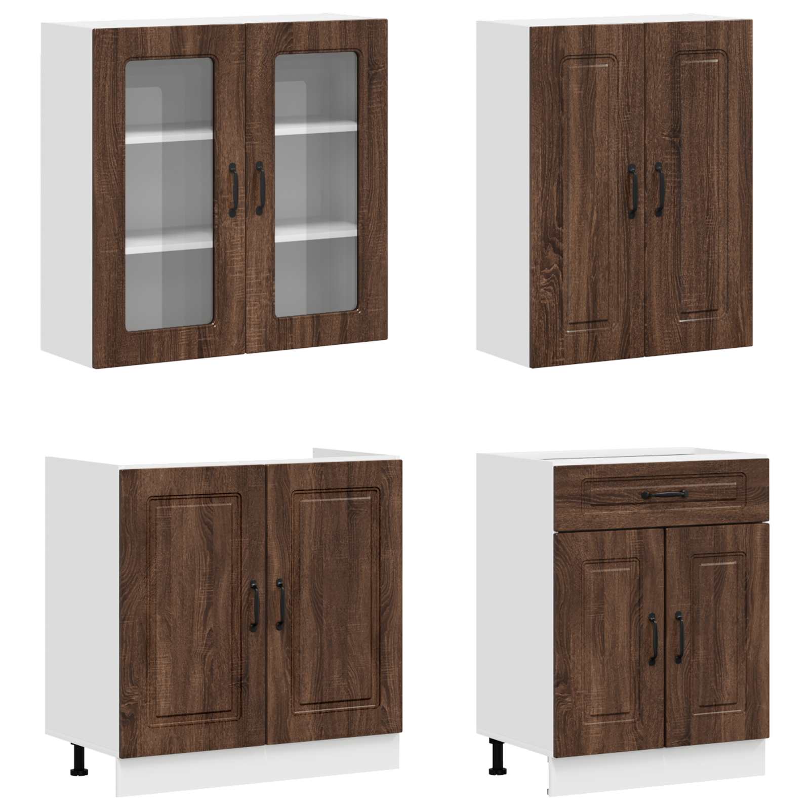 Μονάδα κουζίνας KALMAR 4 pcs Καφέ Ξύλο Δρυός Επεξεργασμένο Ξύλο - Pakobazaar
