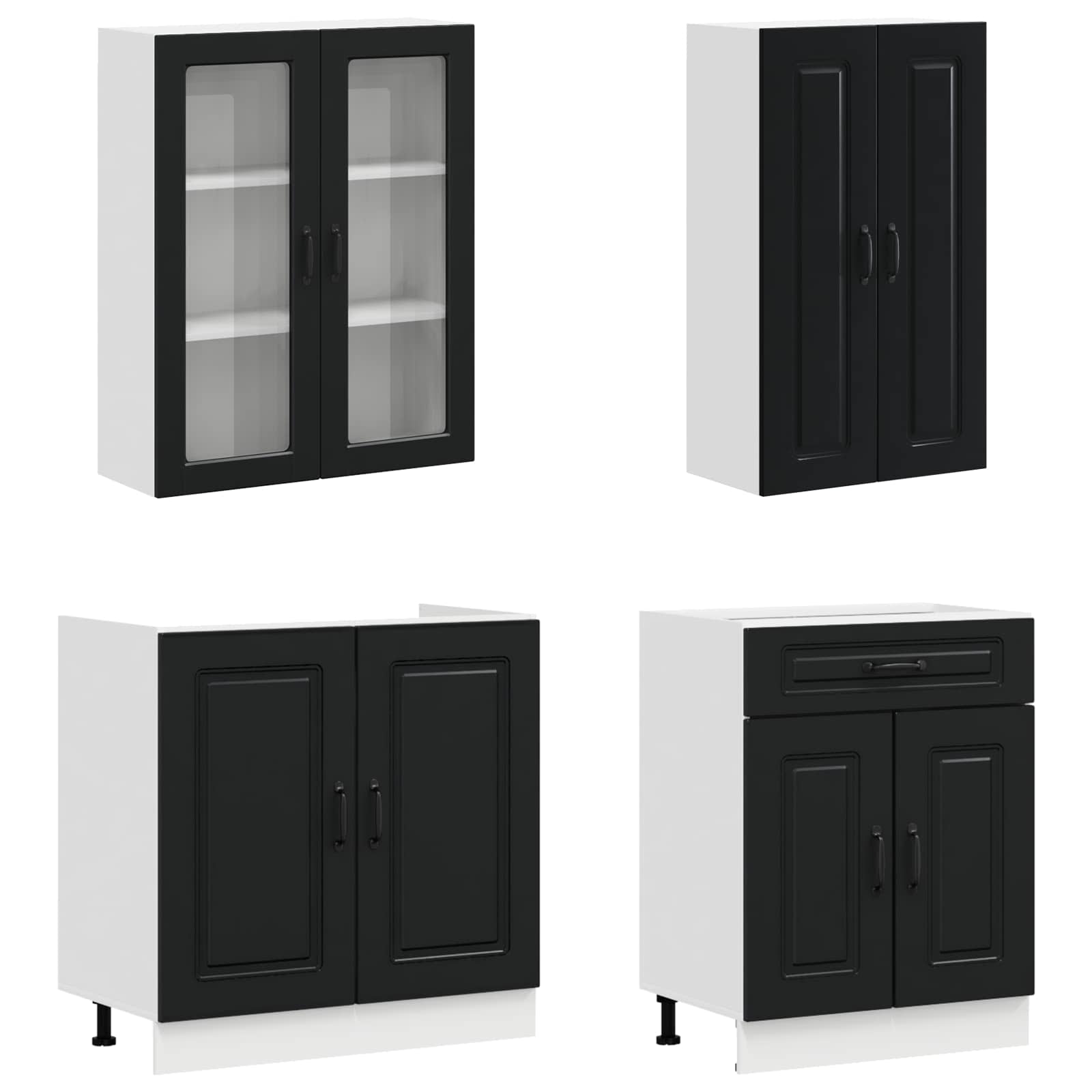 Μονάδα κουζίνας KALMAR 4 pcs Μαύρο Επεξεργασμένο Ξύλο