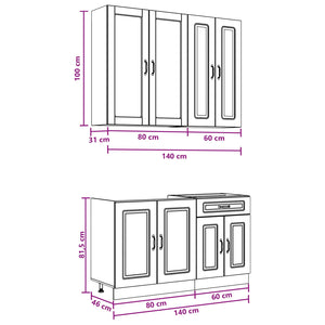 Μονάδα κουζίνας KALMAR 4 pcs Sonoma Δρυς Επεξεργασμένο Ξύλο - Pakobazaar