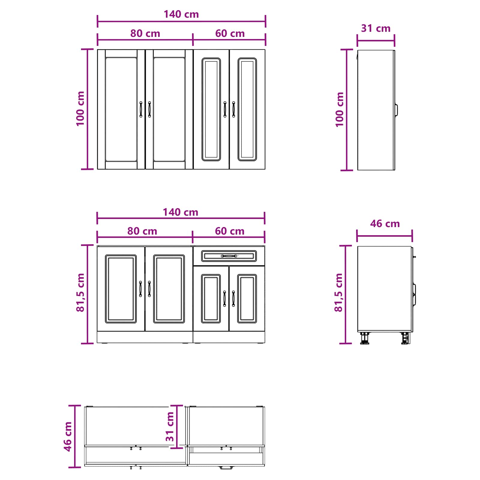 Μονάδα κουζίνας KALMAR 4 pcs Γκρι Sonoma Επεξεργασμένο Ξύλο - Pakobazaar
