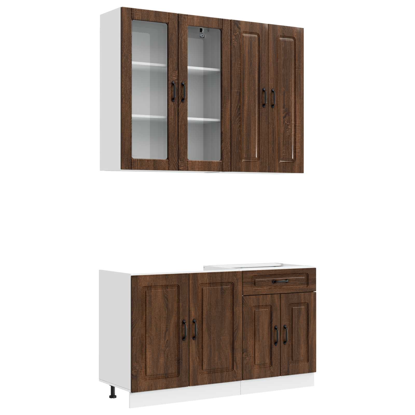 Μονάδα κουζίνας KALMAR 4 pcs Καφέ Ξύλο Δρυός Επεξεργασμένο Ξύλο - Pakobazaar
