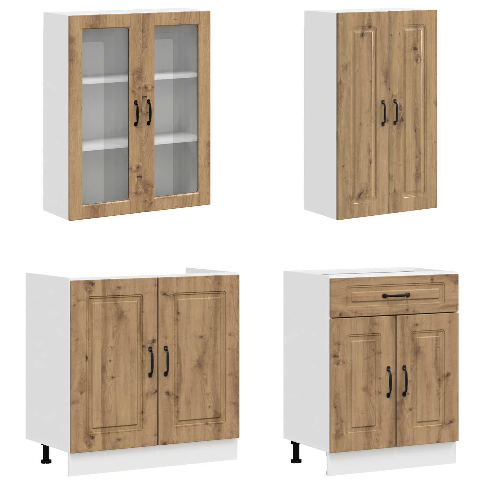 Μονάδα κουζίνας KALMAR 4 pcs Artisan Δρυς Επεξεργασμένο Ξύλο - Pakobazaar
