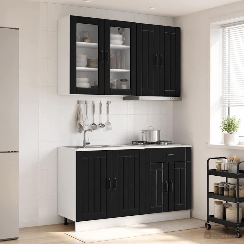 Μονάδα κουζίνας LUCCA 4 pcs Μαύρο Επεξεργασμένο Ξύλο