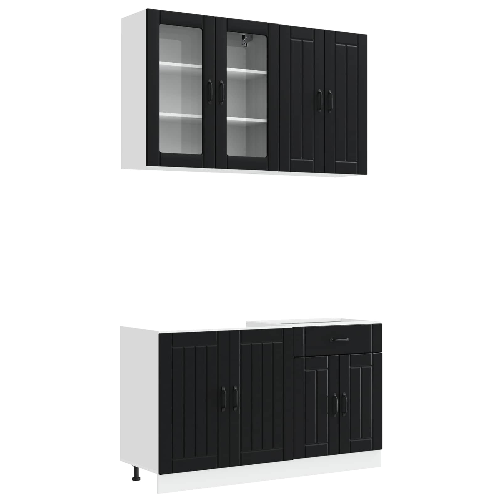 Μονάδα κουζίνας LUCCA 4 pcs Μαύρο Επεξεργασμένο Ξύλο