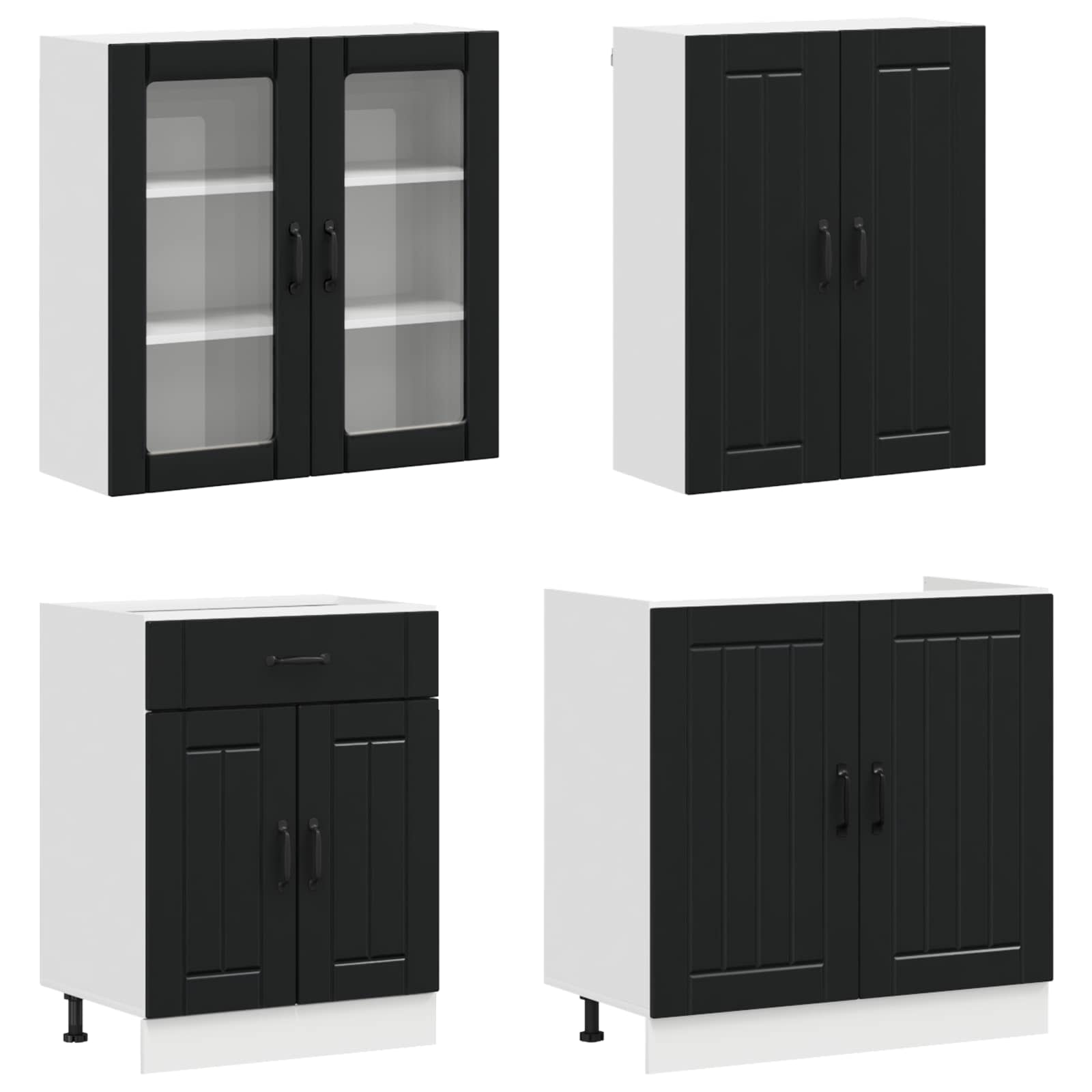 Μονάδα κουζίνας LUCCA 4 pcs Μαύρο Επεξεργασμένο Ξύλο