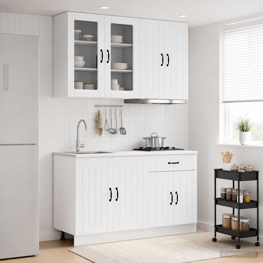 Μονάδα κουζίνας LUCCA 4 pcs Γυαλιστερό Λευκό Επεξεργασμένο Ξύλο - Pakobazaar