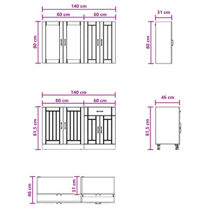 Μονάδα κουζίνας LUCCA 4 pcs Γυαλιστερό Λευκό Επεξεργασμένο Ξύλο - Pakobazaar