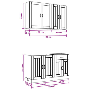 Μονάδα κουζίνας LUCCA 4 pcs Γυαλιστερό Λευκό Επεξεργασμένο Ξύλο - Pakobazaar