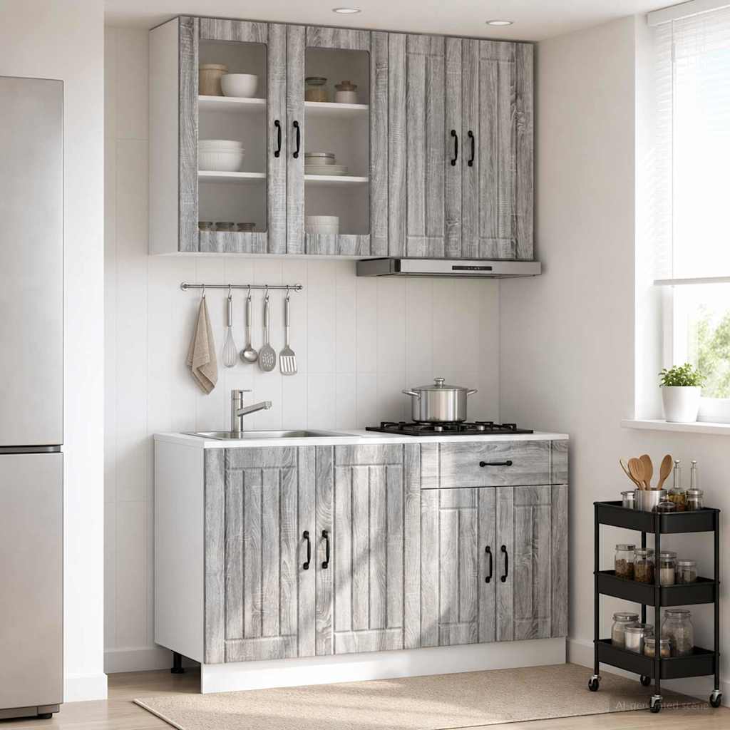 Μονάδα κουζίνας LUCCA 4 pcs Γκρι Sonoma Επεξεργασμένο Ξύλο - Pakobazaar