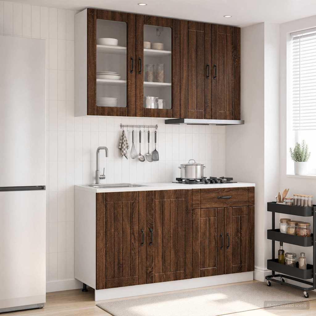 Μονάδα κουζίνας LUCCA 4 pcs Καφέ Ξύλο Δρυός Επεξεργασμένο Ξύλο - Pakobazaar