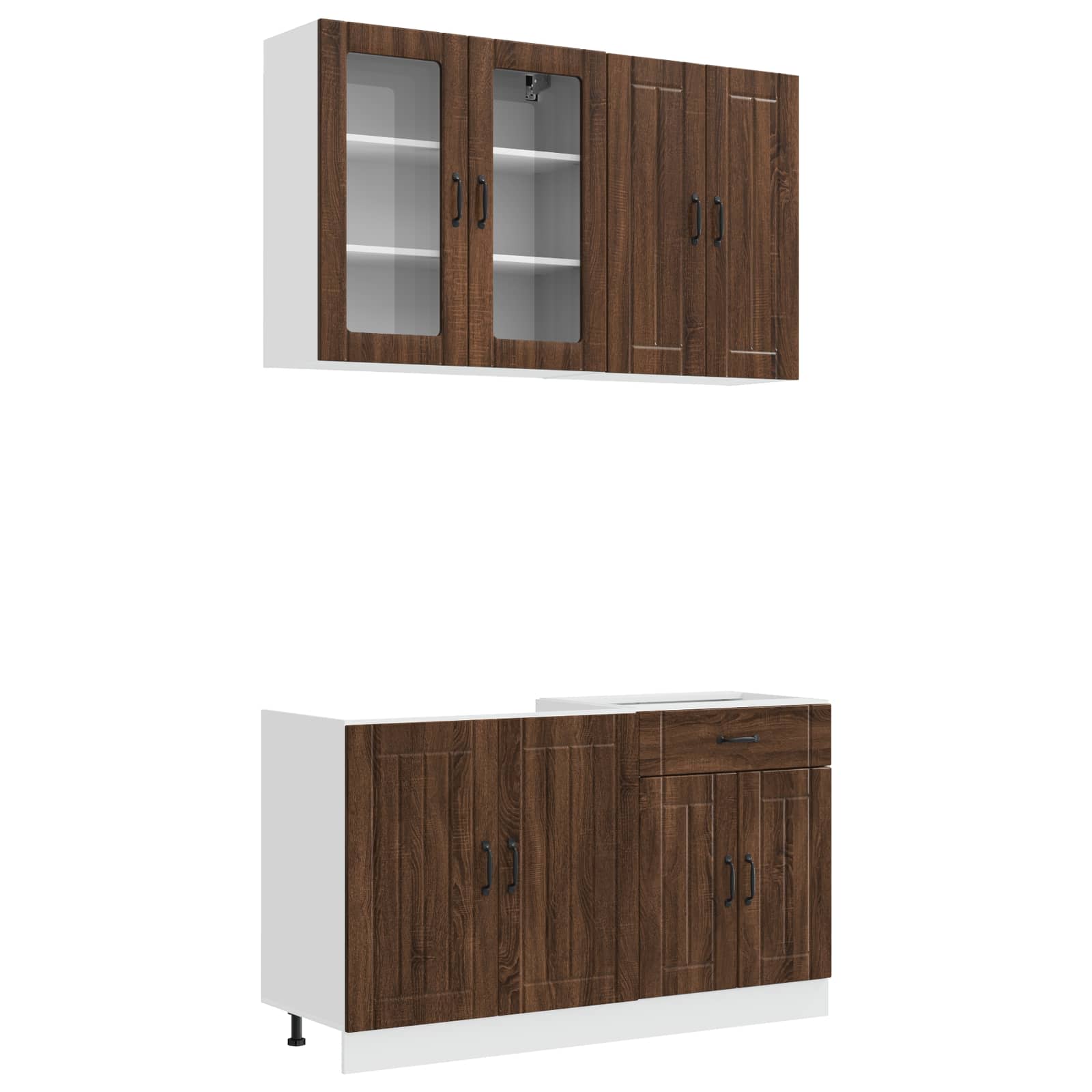 Μονάδα κουζίνας LUCCA 4 pcs Καφέ Ξύλο Δρυός Επεξεργασμένο Ξύλο - Pakobazaar