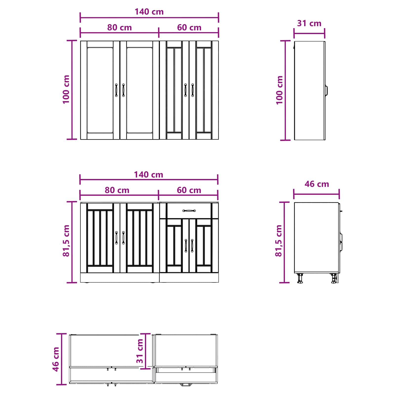 Μονάδα κουζίνας LUCCA 4 pcs Λευκό Επεξεργασμένο Ξύλο