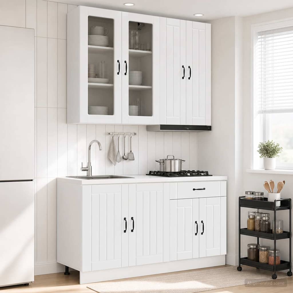 Μονάδα κουζίνας LUCCA 4 pcs Γυαλιστερό Λευκό Επεξεργασμένο Ξύλο - Pakobazaar