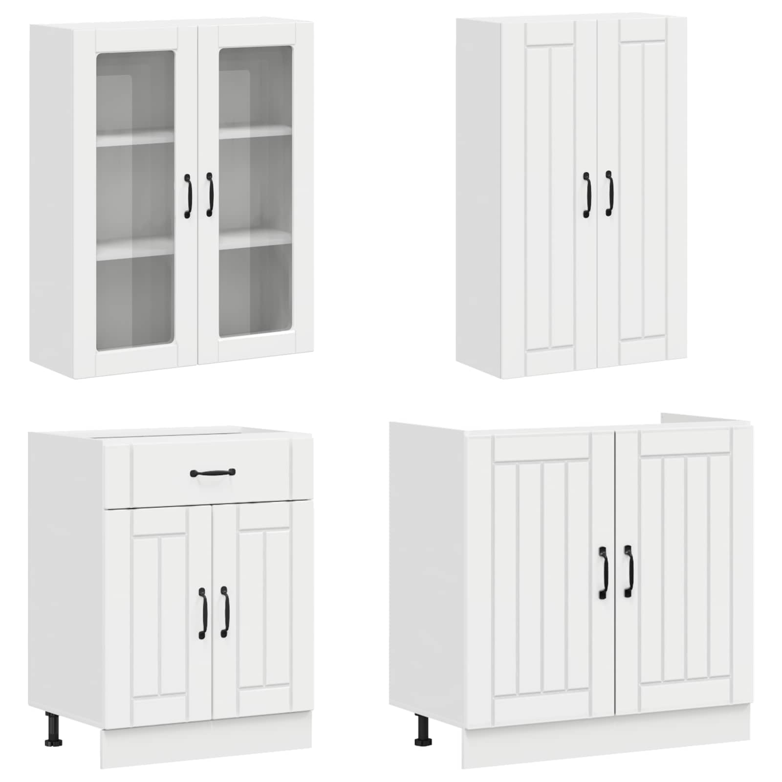 Μονάδα κουζίνας LUCCA 4 pcs Γυαλιστερό Λευκό Επεξεργασμένο Ξύλο - Pakobazaar