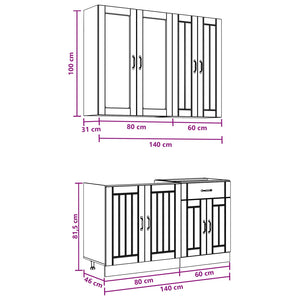 Μονάδα κουζίνας LUCCA 4 pcs Γυαλιστερό Λευκό Επεξεργασμένο Ξύλο - Pakobazaar
