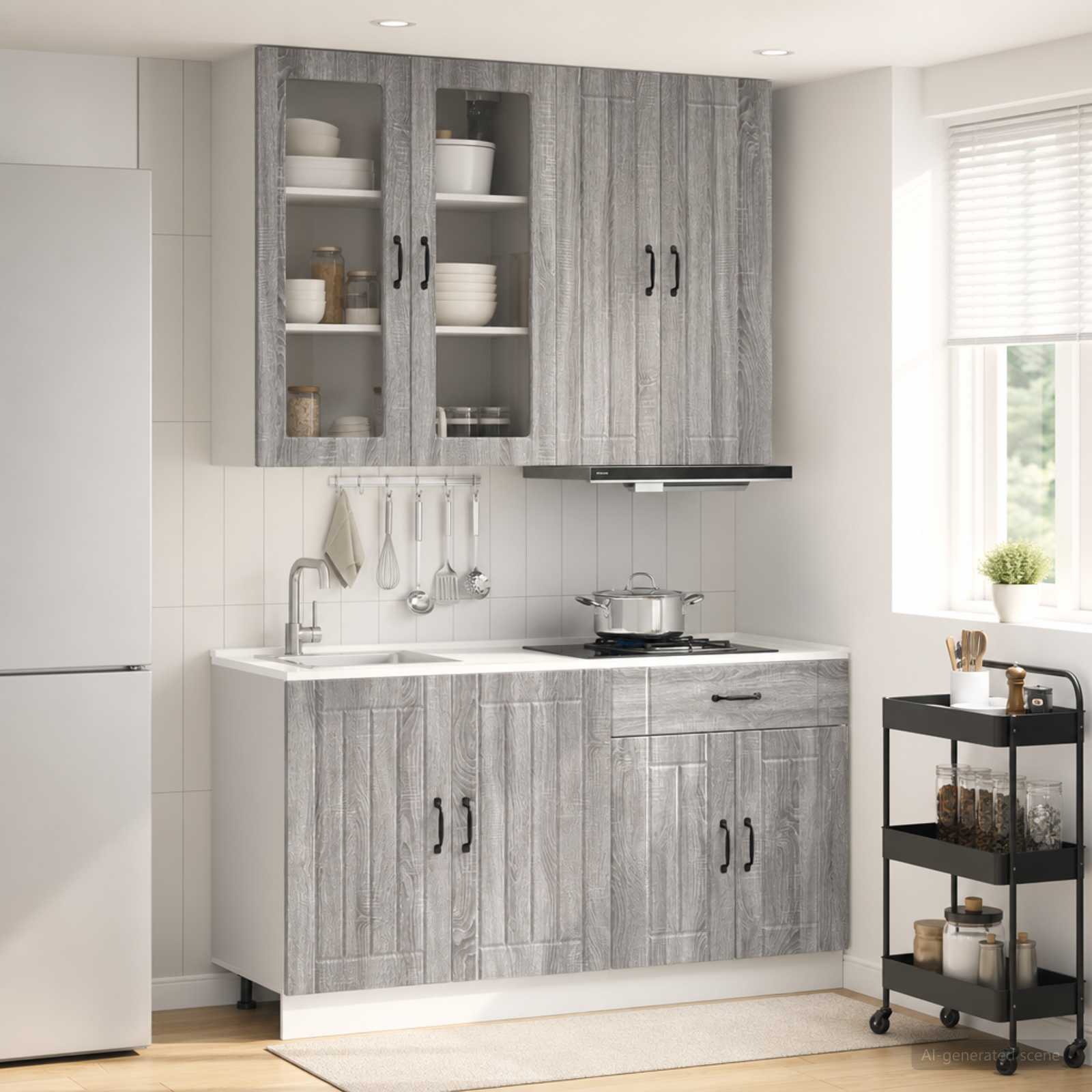 Μονάδα κουζίνας LUCCA 4 pcs Γκρι Sonoma Επεξεργασμένο Ξύλο - Pakobazaar
