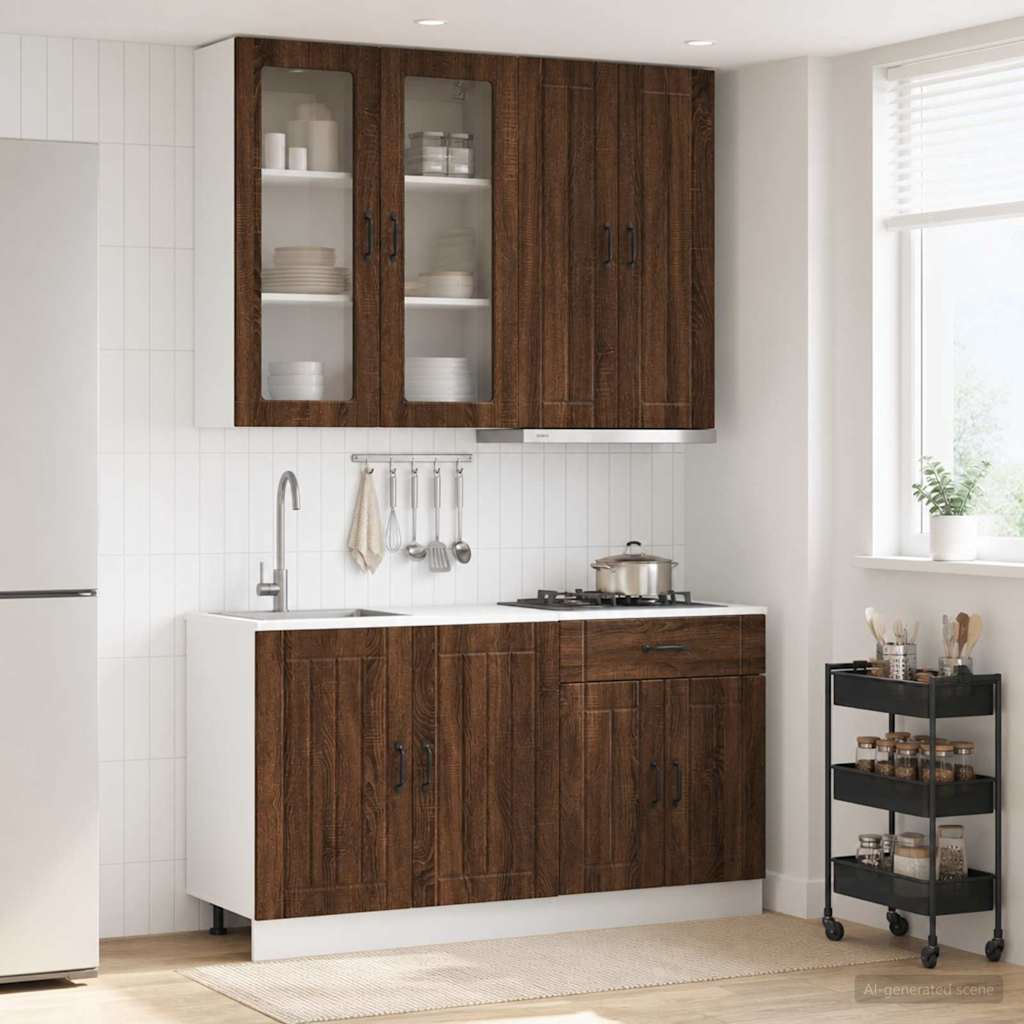 Μονάδα κουζίνας LUCCA 4 pcs Καφέ Ξύλο Δρυός Επεξεργασμένο Ξύλο - Pakobazaar