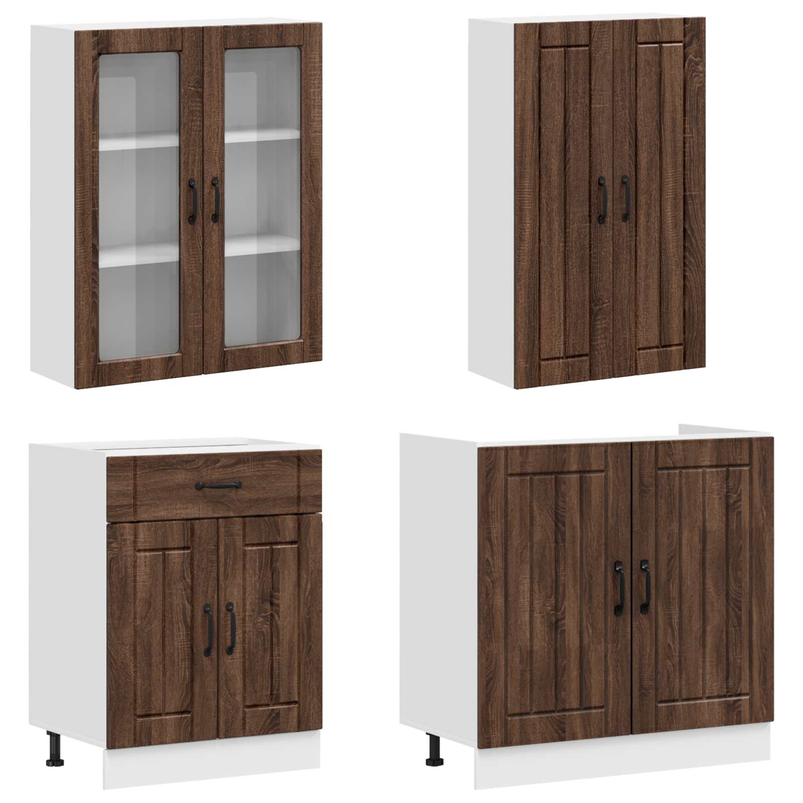 Μονάδα κουζίνας LUCCA 4 pcs Καφέ Ξύλο Δρυός Επεξεργασμένο Ξύλο - Pakobazaar