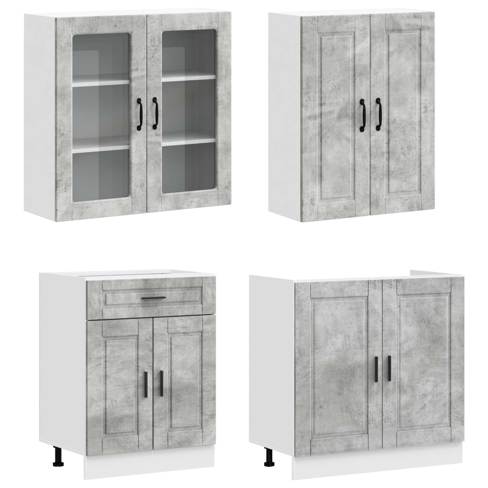 Μονάδα κουζίνας PORTO 4 pcs Γκρι Σκυροδέματος - Pakobazaar