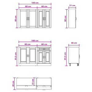 Μονάδα κουζίνας PORTO 4 pcs Γκρι Sonoma Επεξεργασμένο Ξύλο - Pakobazaar